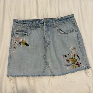 Embroidered Denim Mini Skirt